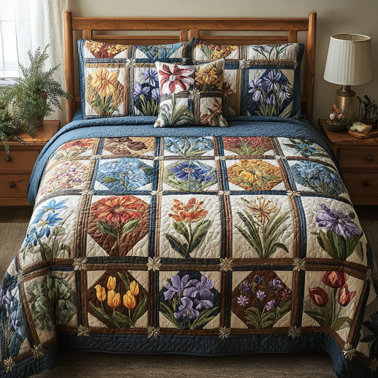 Petal Patch 3-Piece Quilted Bedding Set NCU0NVH889