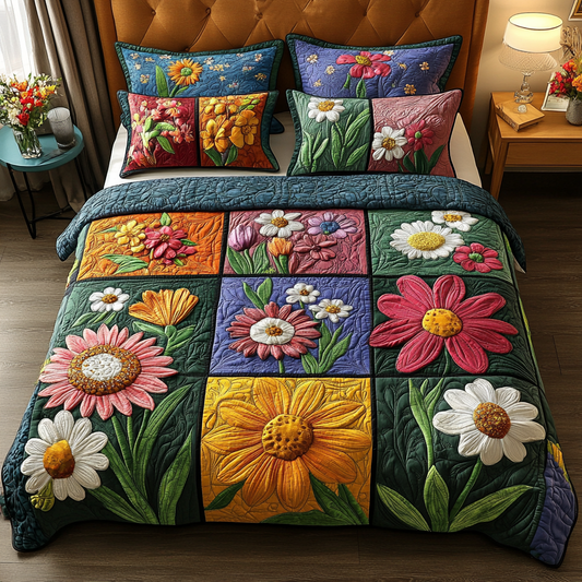 Petals Forever 3-Piece Quilted Bedding Set NCU0NVH413
