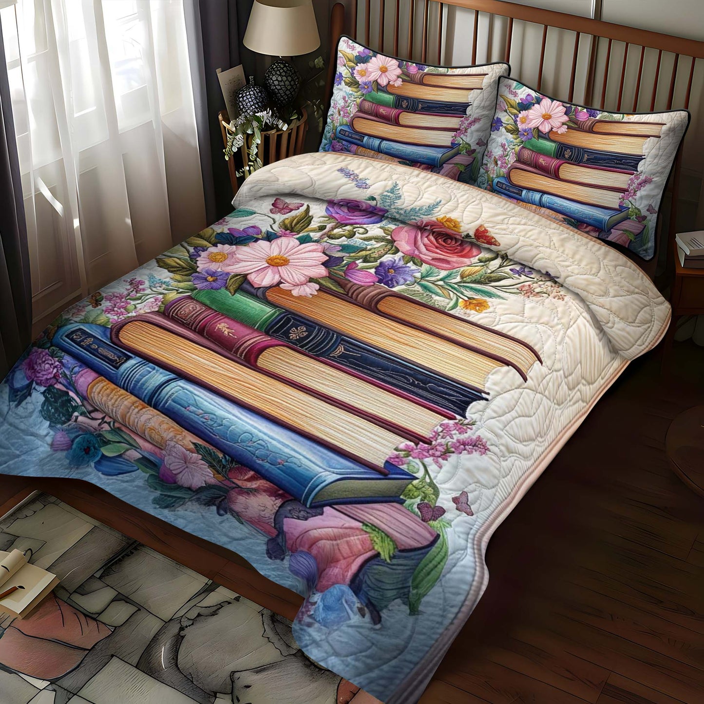 Petals Of Wisdom 3-Piece Quilted Bedding Set NCU0NT1069