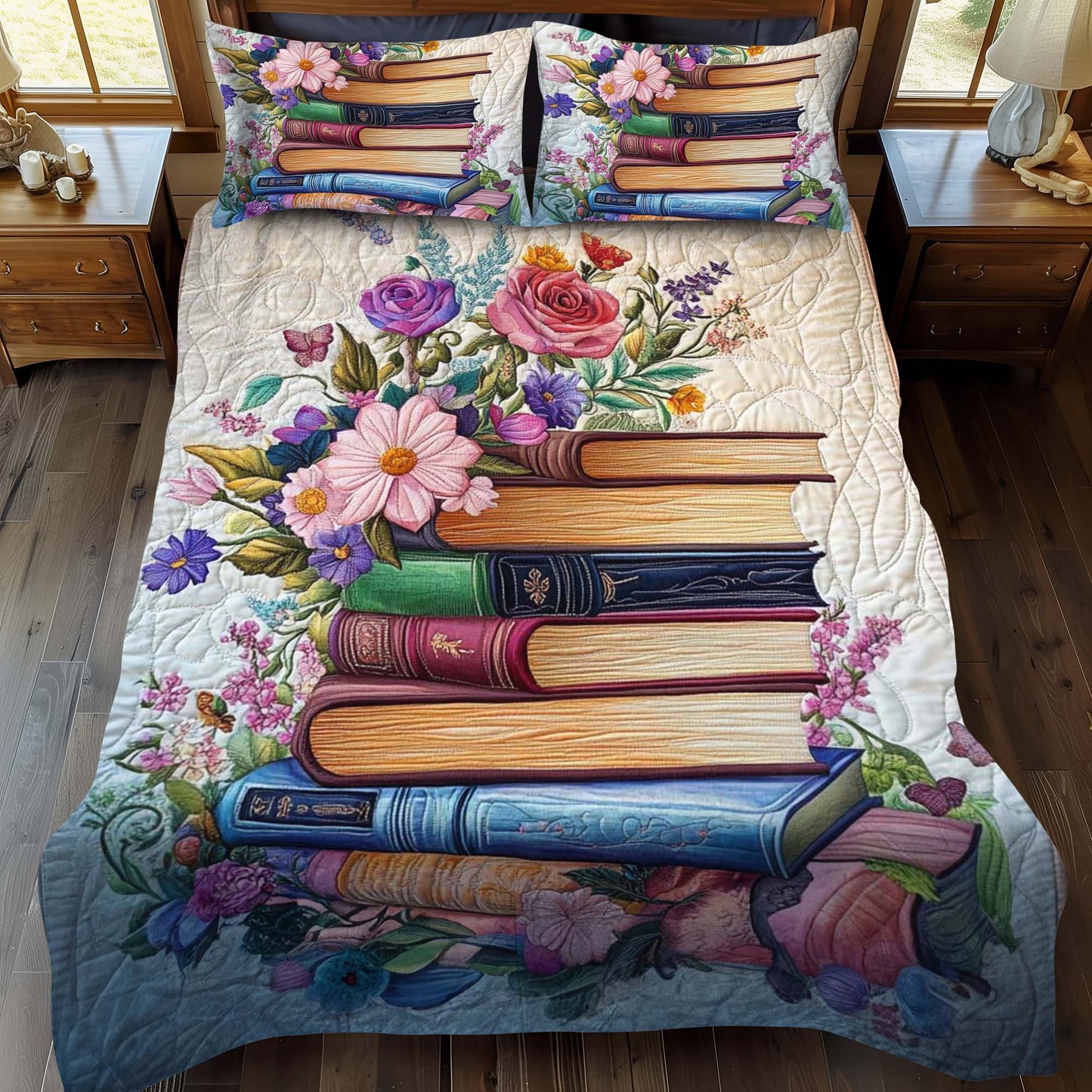 Petals Of Wisdom 3-Piece Quilted Bedding Set NCU0NT1069