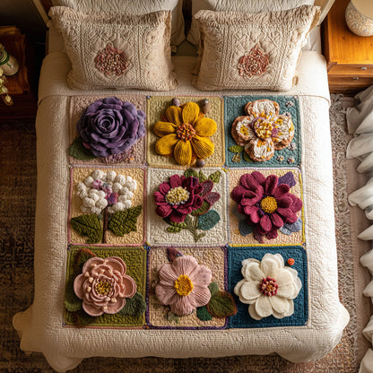 Petals and Patches 3-Piece Quited Bedding Set NCU0NNT865