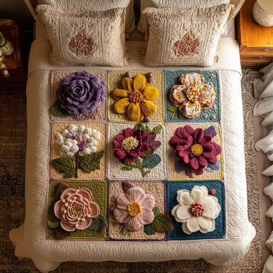Petals and Patches 3-Piece Quited Bedding Set NCU0NNT865