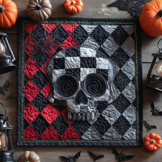 Phantom Check Skull Quilted Table Topper NCU0NXD249