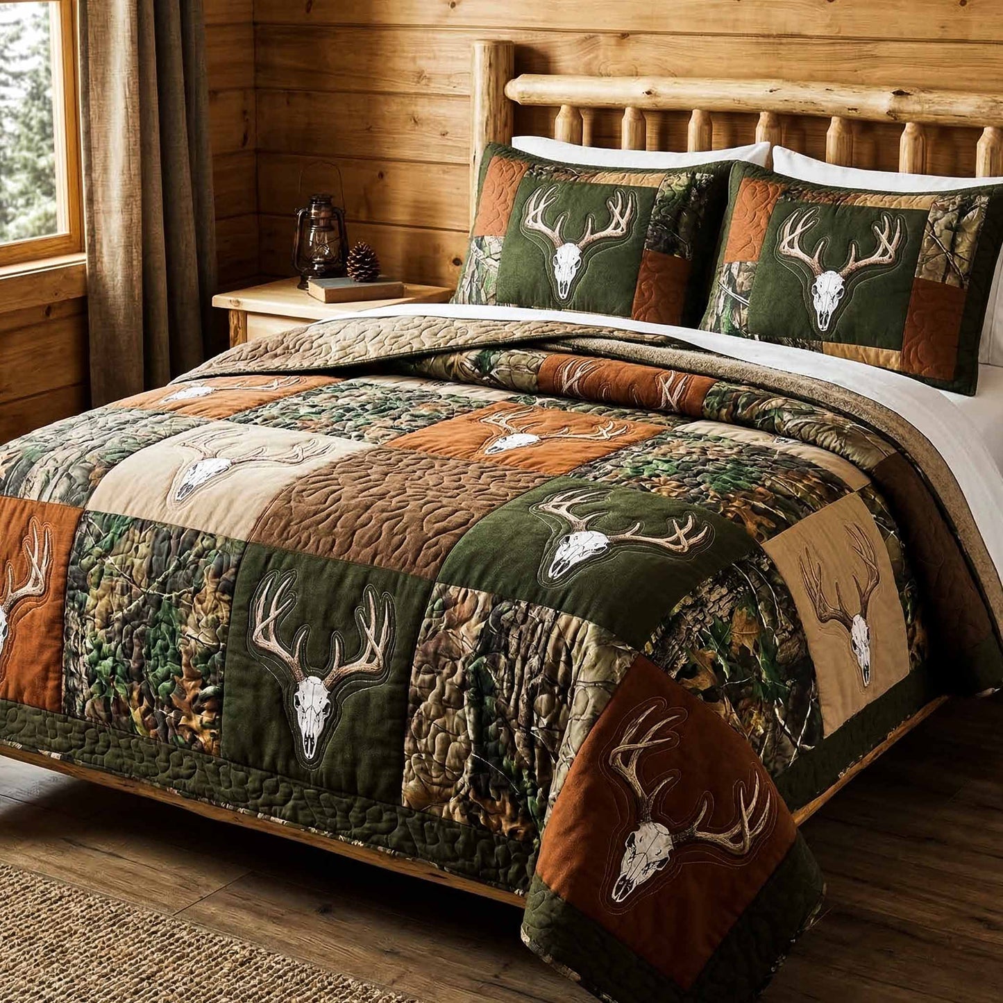 Pine Antler 3-Piece Quilted Bedding Set NCU0NXD1736