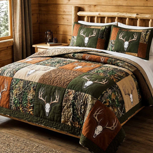 Pine Antler 3-Piece Quilted Bedding Set NCU0NXD1736