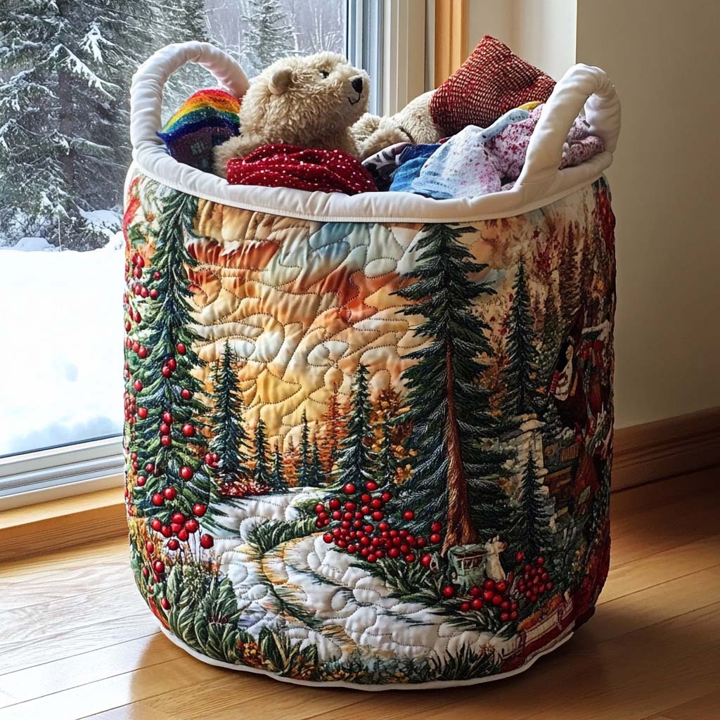 Pine Berry Quilted Laundry Basket NCU0NNT1646