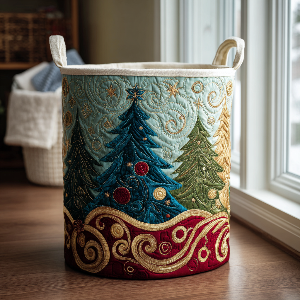Pine Delight Quilted Laundry Basket NCU0DDK1233  Quiltnest