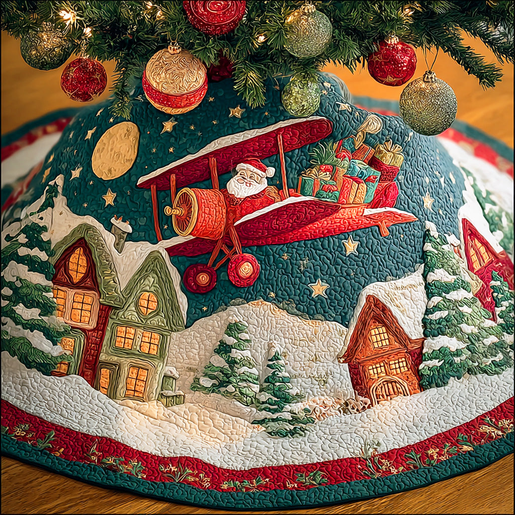 Chicken Garden Christmas Quilted Tree Skirt NCU0DDK1947