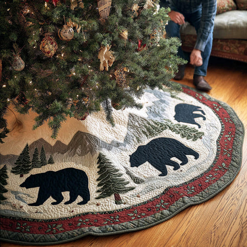Pine Hollow Bear Christmas Quilted Tree Skirt NCU0NTD945