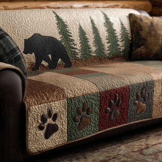 Pine Ridge Bear Quilted Sofa Cover NCU0PTT2641
