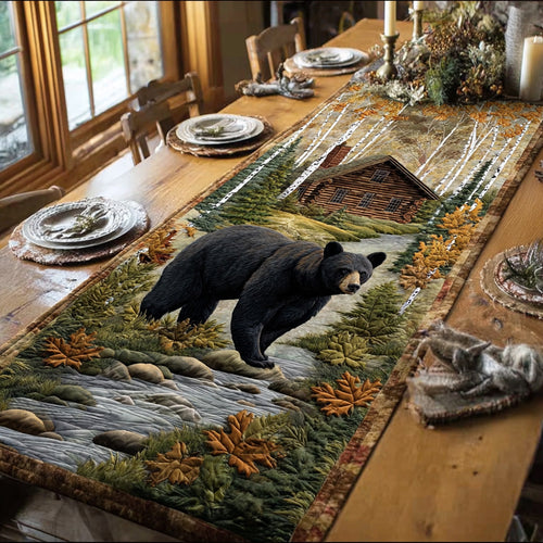 Pine Ridge Bear Quilted Table Runner NCU0DV1037