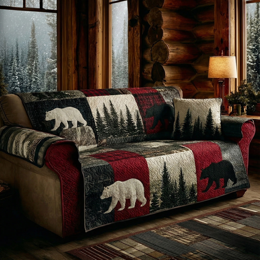 Pine Ridge Bearwalk Quilted Sofa Cover NCU0LDH287