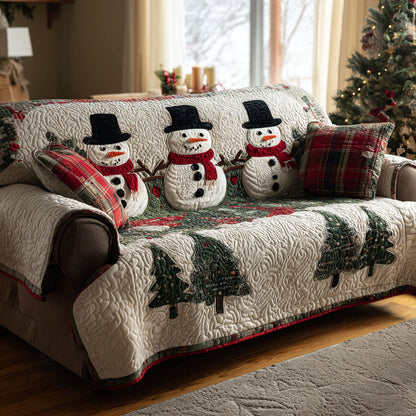 Pine Snowmen Quilted Sofa Cover NCU0TV797