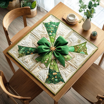 Pine Spark Bow Quilted Table Topper NCU0NTD250