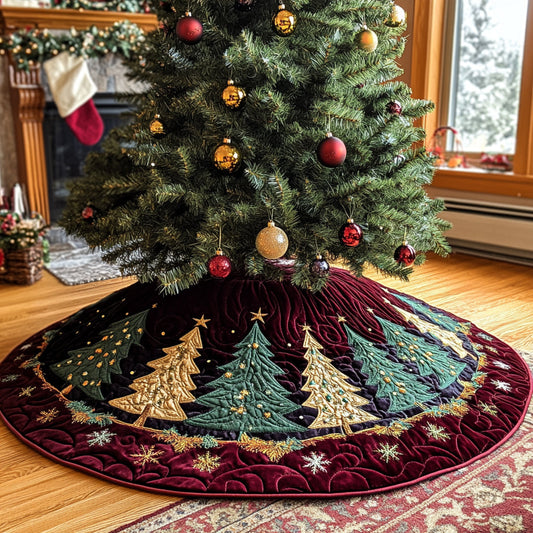 Pinecone Holiday Retreat Christmas Quilted Tree Skirt NCU0DV1458