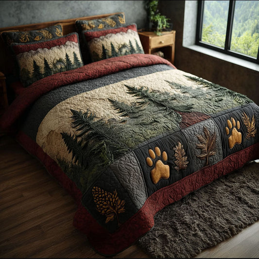 Pinecone Path 3-Piece Quilted Bedding Set NCU0PTT2690