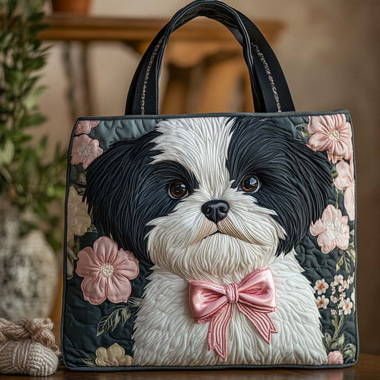 Pink Bow Quilted Tote Bag NCU0NXD709