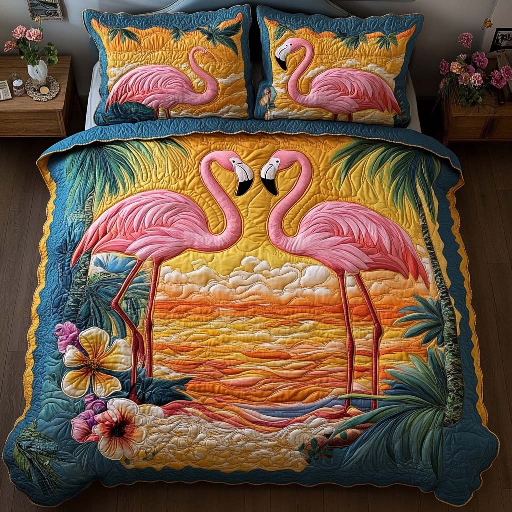 Pink Lagoon 3-Piece Quilted Bedding Set NCU0NNT1811