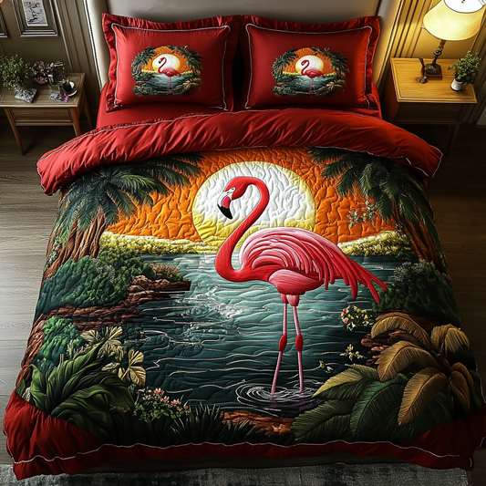 Pink Paradise 3-Piece Quilted Bedding Set NCU0DDK053