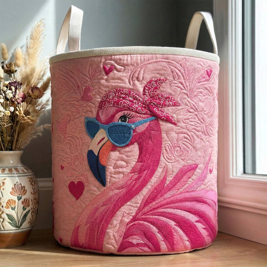 Pink Paradise Pair Quilted Laundry Basket NCU0NNT2984