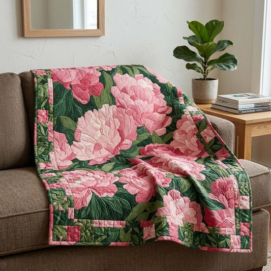 Pink Peony Grove Quilted Blanket NCU0DQQ0557
