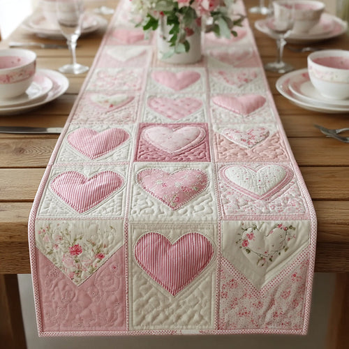 Pink Valentine Garden Quilted Table Runner NCU0HNH760