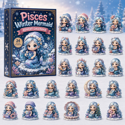 CHRISTMAS KICKOFF 40% OFF - Pisces Winter Mermaid Advent Calendar 2026 - 24-Day Festive Countdown, Acrylic Charms Blind Box - Gift For Astrology Lovers AC0HA201