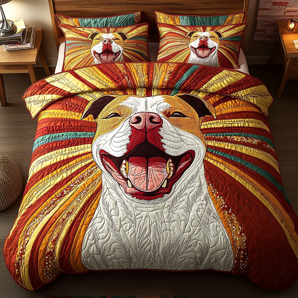 Pitbull Heart 3-Piece Quilted Bedding Set NCU0NVH768
