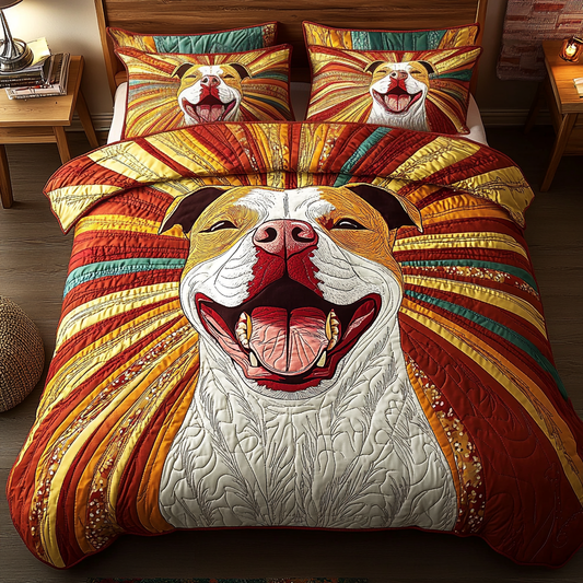 Pitbull Heart 3-Piece Quilted Bedding Set NCU0NVH768