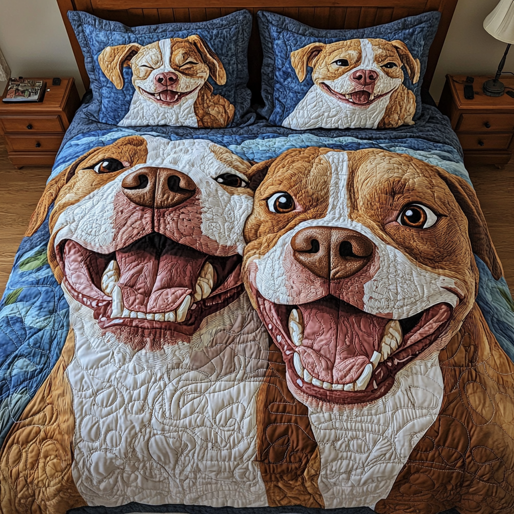 Pitbull Pride 3-Piece Quilted Bedding Set NCU0NVH763