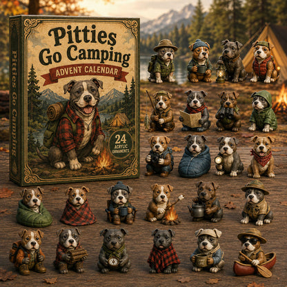 CHRISTMAS KICKOFF 40% OFF - Pitties Go Camping Advent Calendar 2026 - 24-Day Festive Countdown, Acrylic Charms Blind Box - Gift For Pitbull Lovers AC0NT228