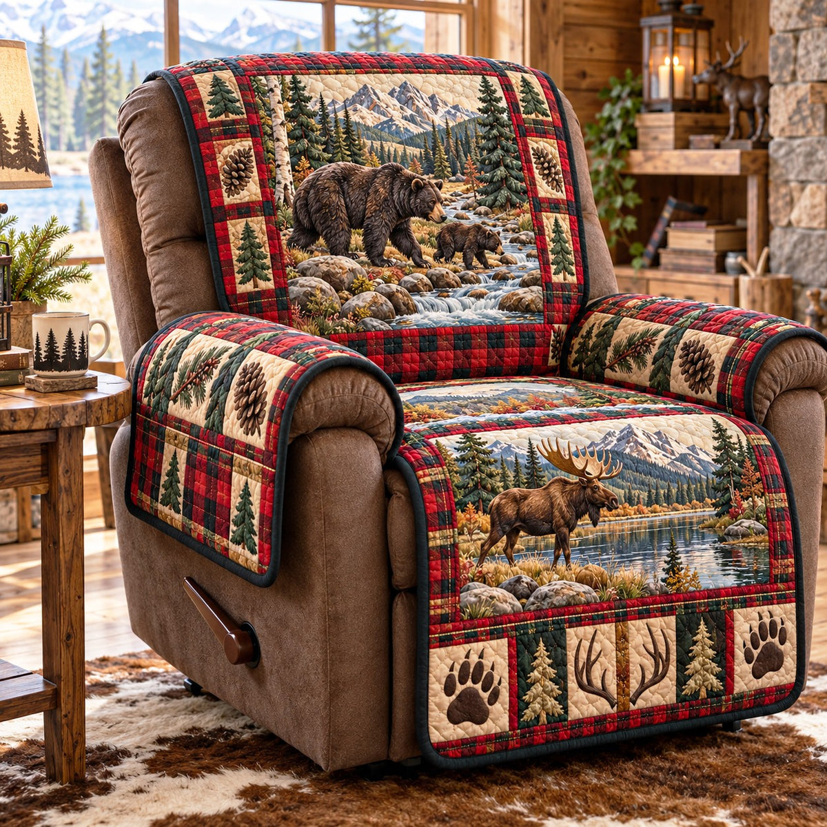 Plaid Bear Creek Quilted Sofa Cover NCU0NTD2365