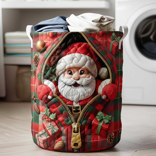 Plaid Cozy Santa Quilted Laundry Basket NCU0HTT023