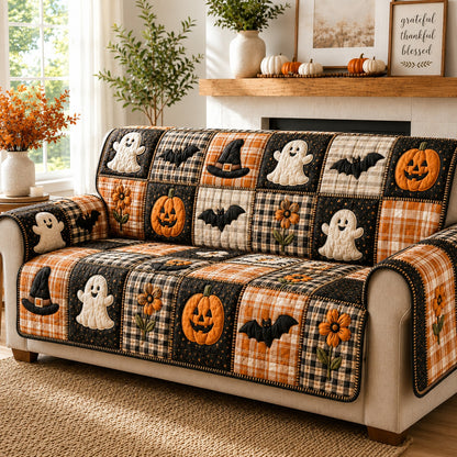Plaid Phantoms Quilted Sofa Cover NCU0PVL956