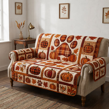 Plaid Pumpkin Pathway Quilted Sofa Cover NCU0HNH1207