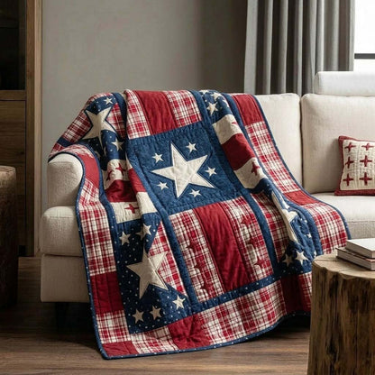 Plaid Star Quilted Blanket NCU0DQQ0542