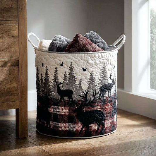 Plaid and Antler Harmony Quilted Laundry Basket NCU0PTT1910