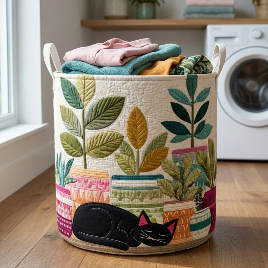 Plant Purrs Quilted Laundry Basket NCU0PVL821