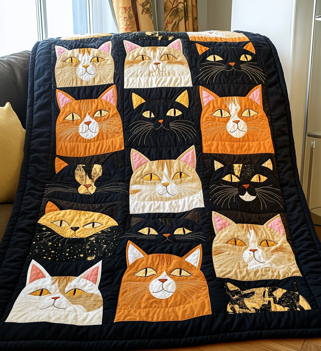 Playful Cats Quilted Blanket NCU0DV439