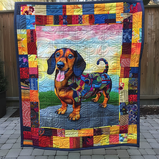 Playful Dachshund Quilted Blanket NCU0TH233