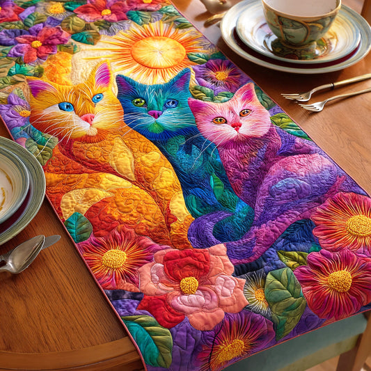 Playful Cat Symphony Quilted Table Runner NCU0NTD733
