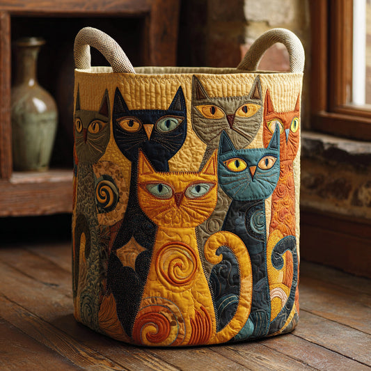 Playful Cats Quilted Laundry Basket NCU0DV1609