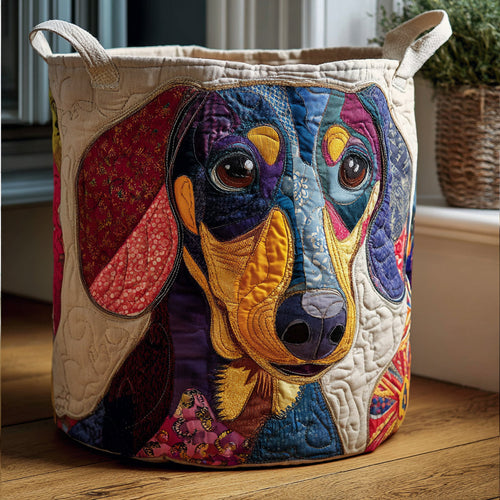 Playful Doxies Quilted Laundry Basket NCU0DV1640