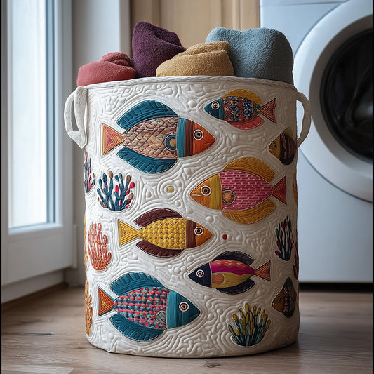 Playful Fish Quilted Laundry Basket NCU0TH3004