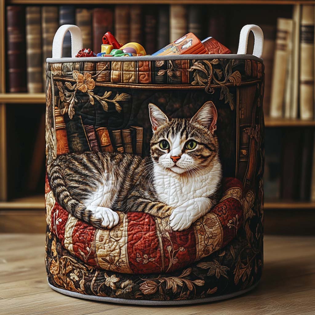 Playful Paws Library Quilted Laundry Basket NCU0PTT1512