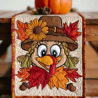 Playful Pilgrim Turkey Quilted Table Runner NCU0NXD517