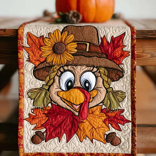 Playful Pilgrim Turkey Quilted Table Runner NCU0NXD517