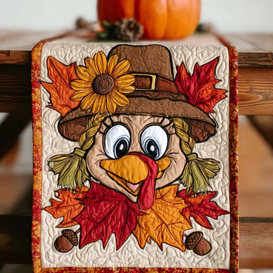 Playful Pilgrim Turkey Quilted Table Runner NCU0NXD517