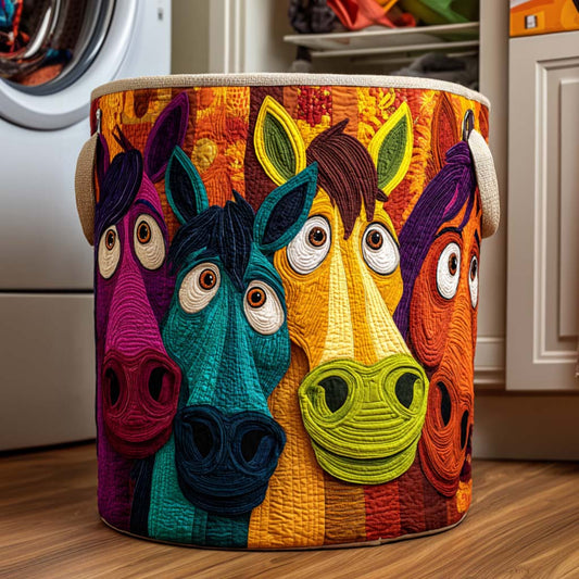 Playful Ponies Quilted Laundry Basket NCU0NNT2702