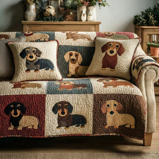 Playful Puppies Quilted Sofa Cover NCU0LDH376